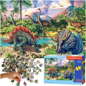Puzzle układanka 120 elementów Dinozaury przy wulkanach 6+ CASTORLAND