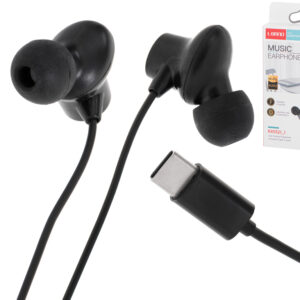 L-BRNO Słuchawki douszne przewodowe z mikrofonem typu c EP42 USB 120cm czarne