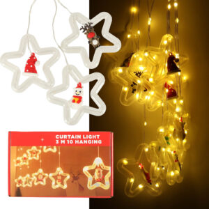Lampki LED kurtyna z figurkami Boże Narodzenie 3m 125LED 10 żarówek ciepły biały zasilanie sieciowe
